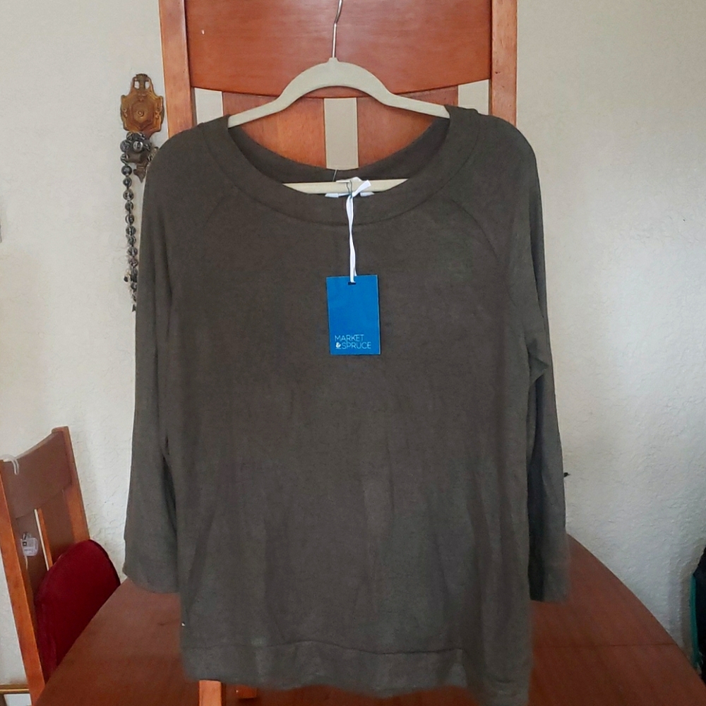 Market Spruce Olive Green Lightweight Sweater (L)